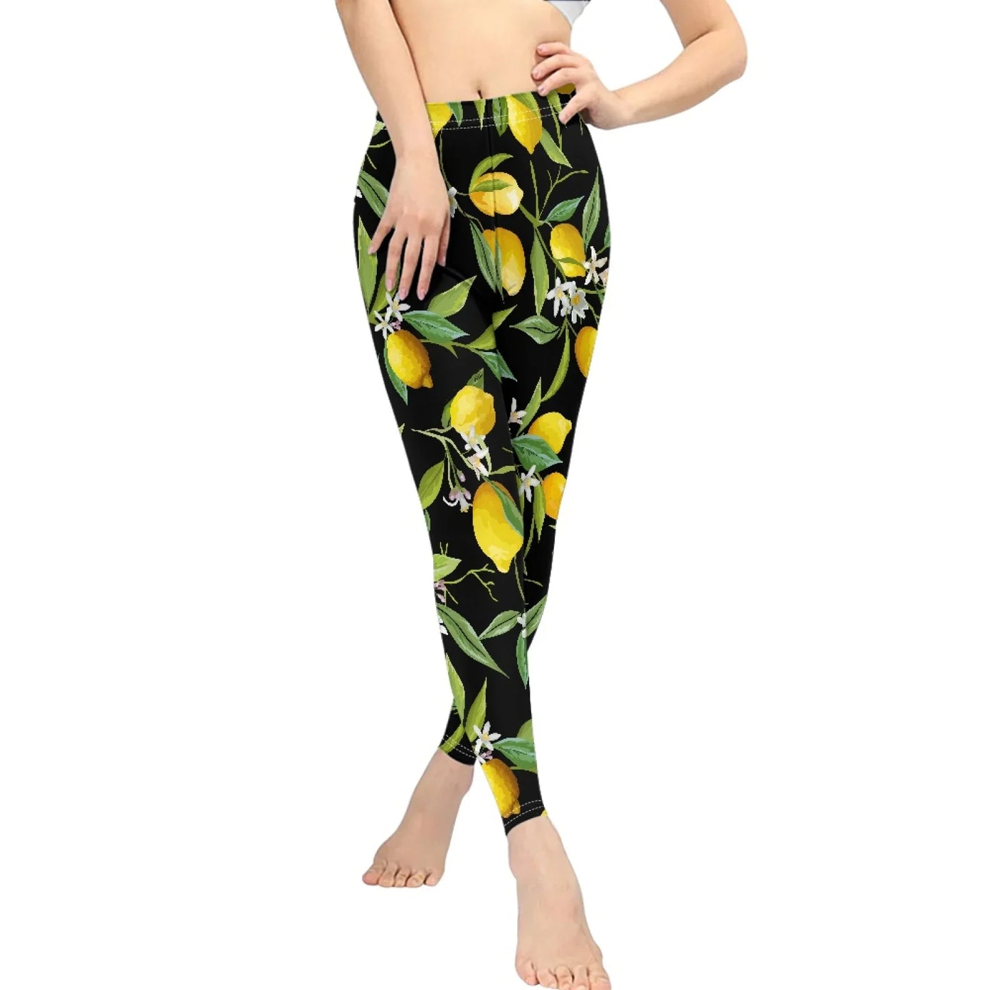 High Waist Breathable Yoga Pants for Women Slim Fit Soft Printed Leggings Party Gift with Lemon Fruit Cartoon Images
