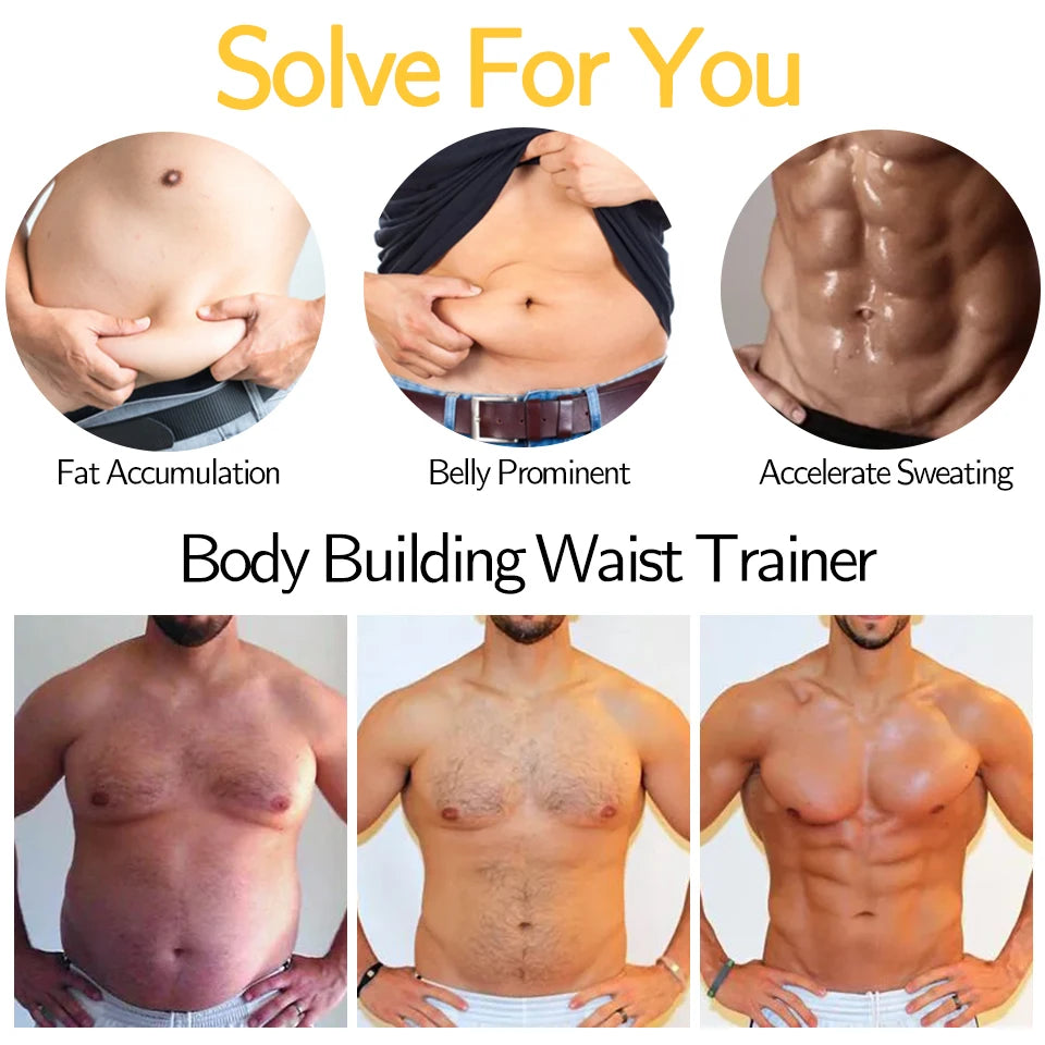 Men Slimming Body Shaper Sauna Sweat Belt Waist Trainer Corsets Belly Girdle to Lose Weight Belly Fat Burner Burning Man