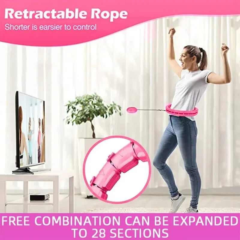 Weighted Sports Circle Hoops for Adults Weight Loss Plus Size for Adults Smart Exercise 2 in 1 Adjustable with Detachable Knots