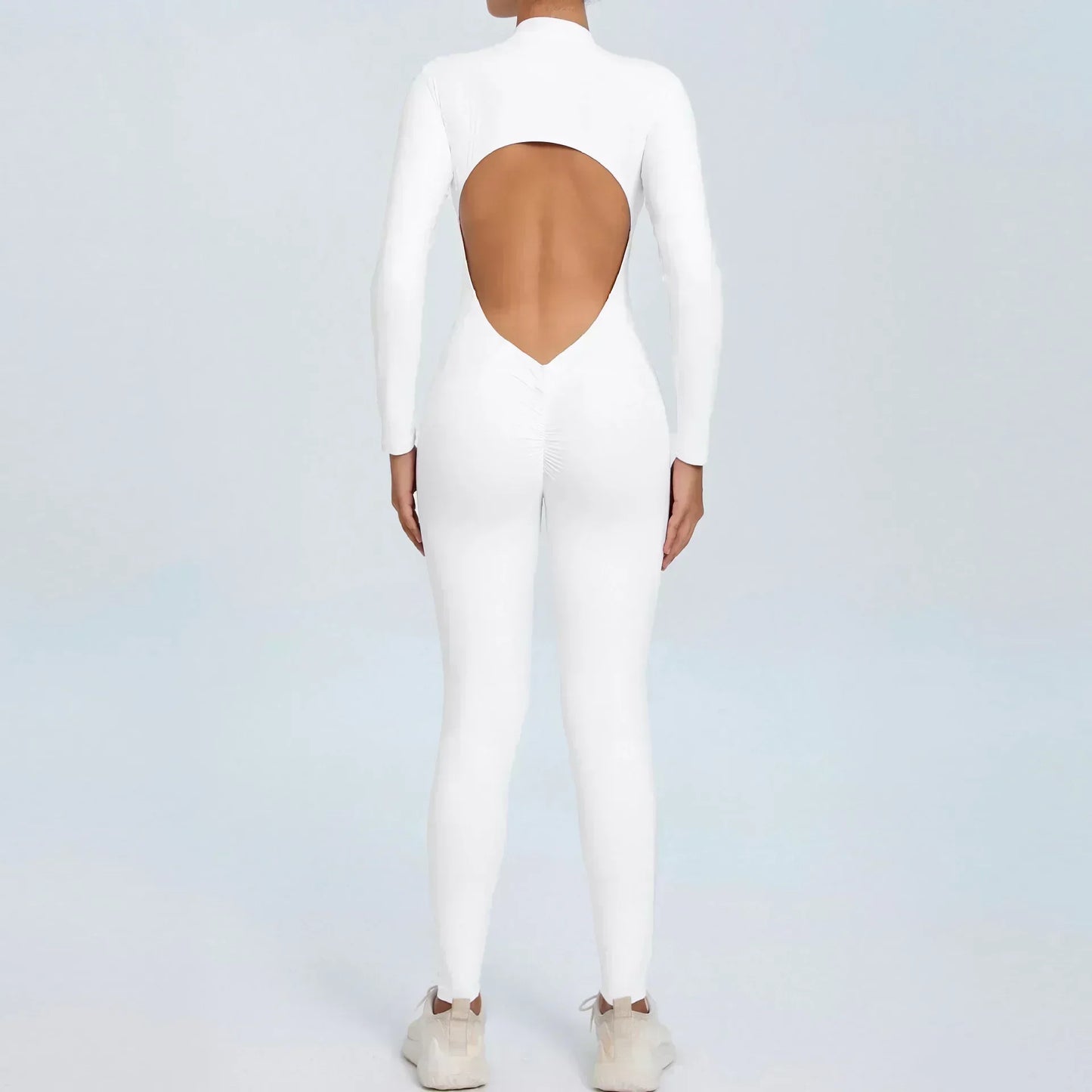 Seamless Yoga Zipper Jumpsuit for Women Long-Sleeved Hip-Lifting Fitness Beauty Back Sports Workout Gym Tracksuit