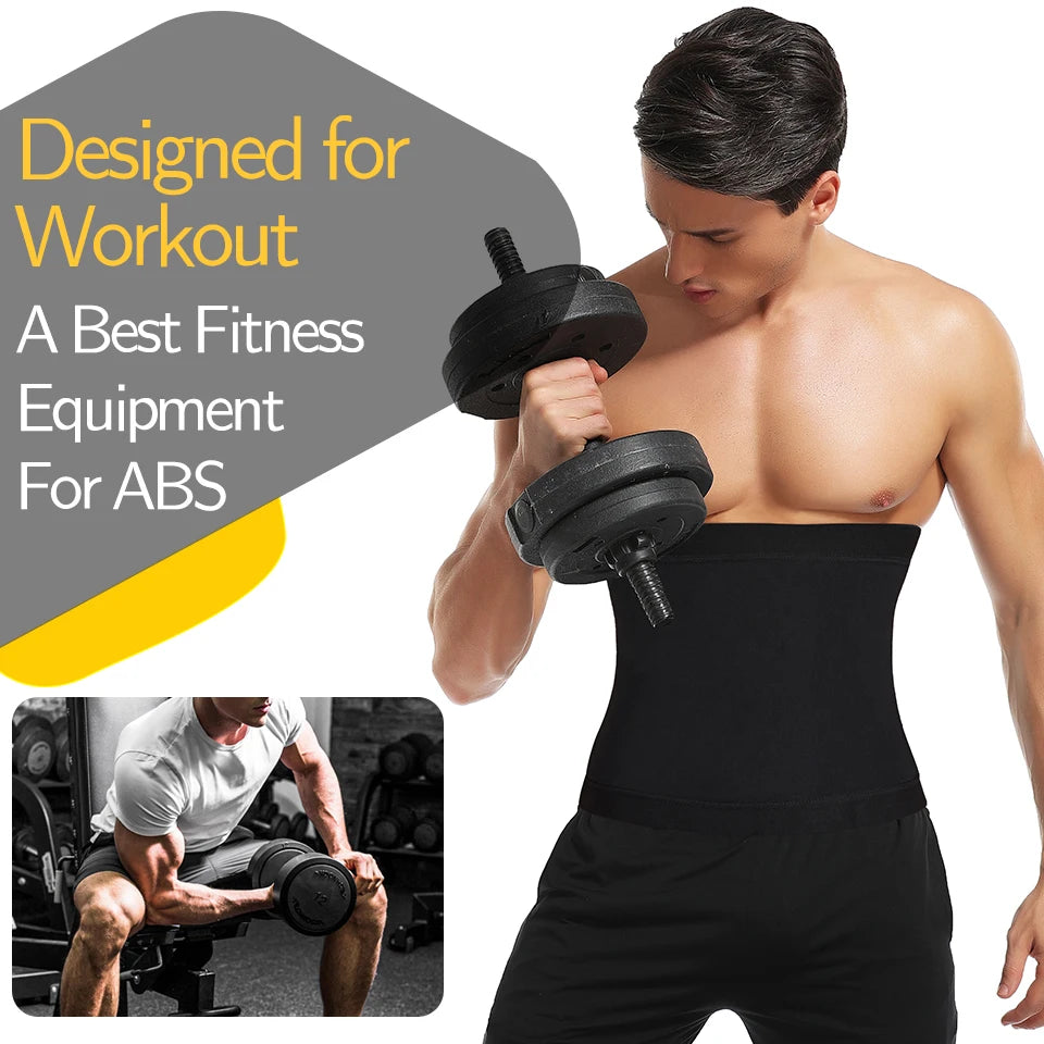 Men Slimming Body Shaper Sauna Sweat Belt Waist Trainer Corsets Belly Girdle to Lose Weight Belly Fat Burner Burning Man