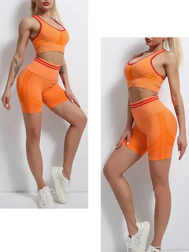 Women's Yoga Clothing Set Long Sleeve Leggings Pants for Gym Fitness Tracksuit Active Wear Workout Clothes