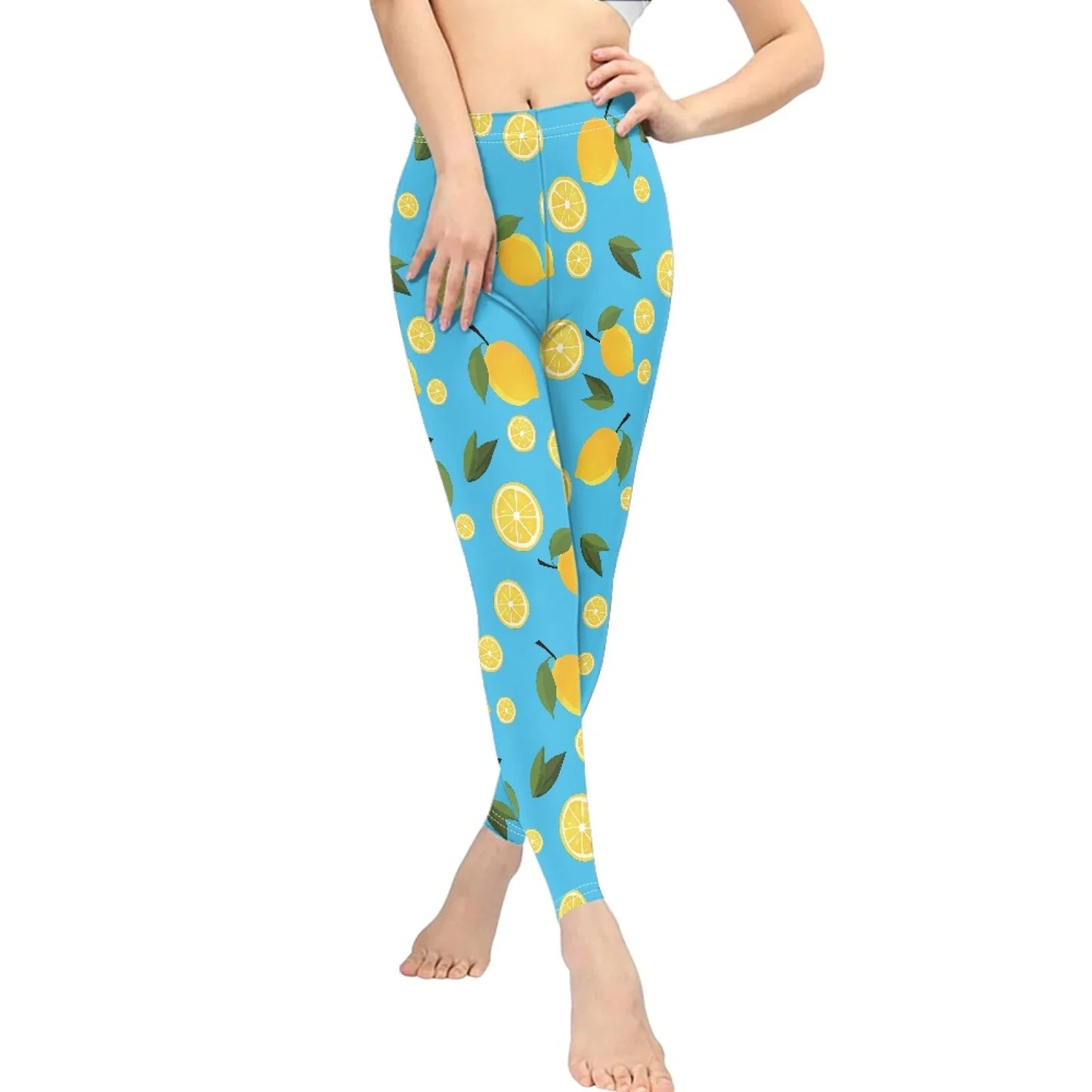 High Waist Breathable Yoga Pants for Women Slim Fit Soft Printed Leggings Party Gift with Lemon Fruit Cartoon Images