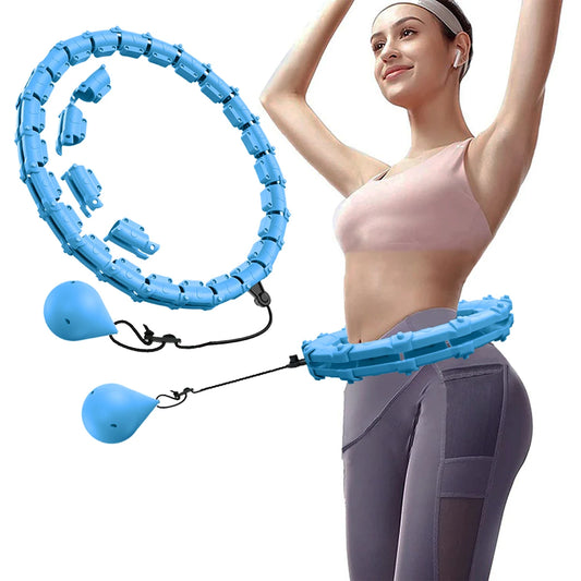 21/24/27/30 Knots Blue Weighted Hula Circle Sport Hoops Weight Loss Plus Size Smart Exercise Adjustable with Detachable Knots