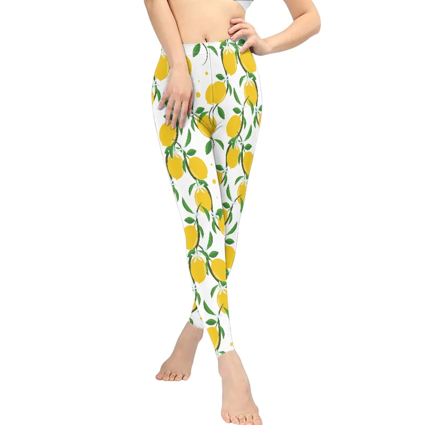 High Waist Breathable Yoga Pants for Women Slim Fit Soft Printed Leggings Party Gift with Lemon Fruit Cartoon Images
