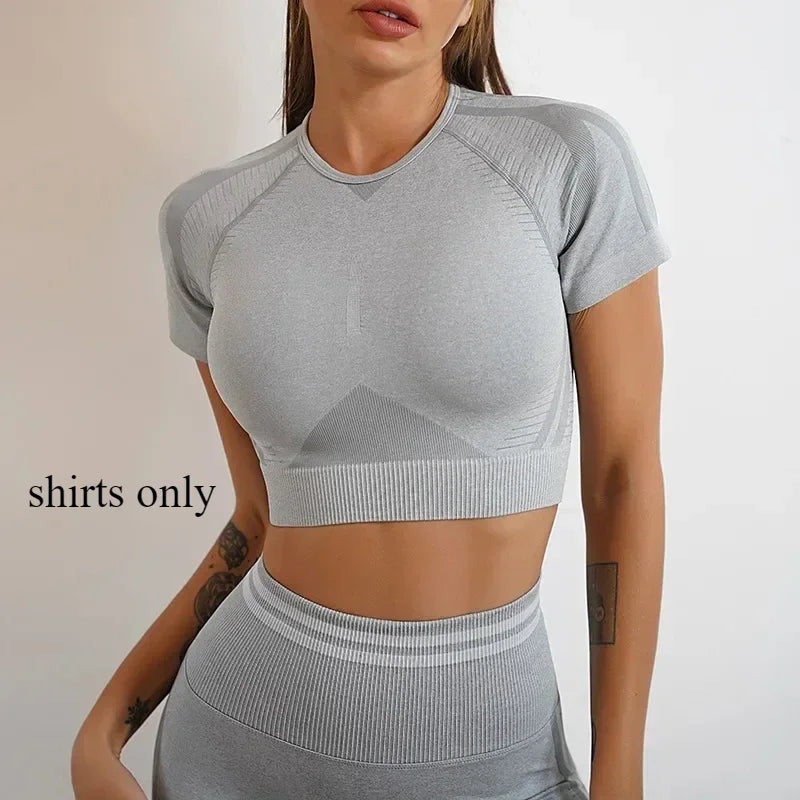 Women's Yoga Clothing Set Long Sleeve Leggings Pants for Gym Fitness Tracksuit Active Wear Workout Clothes