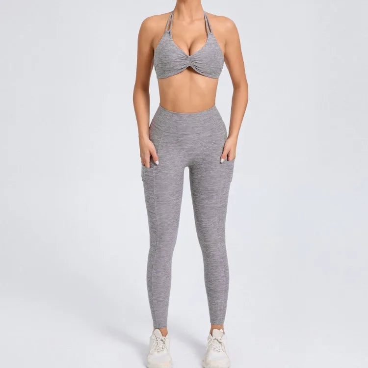 Eye Catching Yoga Set for Women 2PCS with Shorts Crop Top Sports Bra Gym Fitness Tracksuit for Running