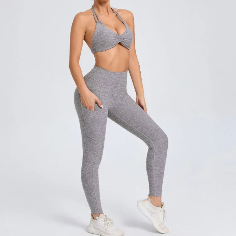 Eye Catching Yoga Set for Women 2PCS with Shorts Crop Top Sports Bra Gym Fitness Tracksuit for Running