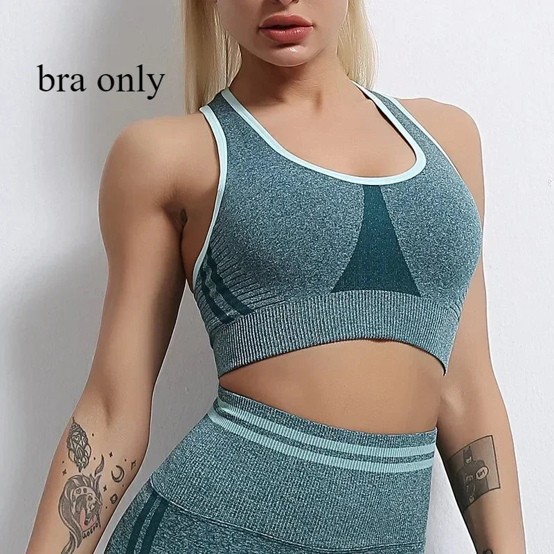 Women's Yoga Clothing Set Long Sleeve Leggings Pants for Gym Fitness Tracksuit Active Wear Workout Clothes