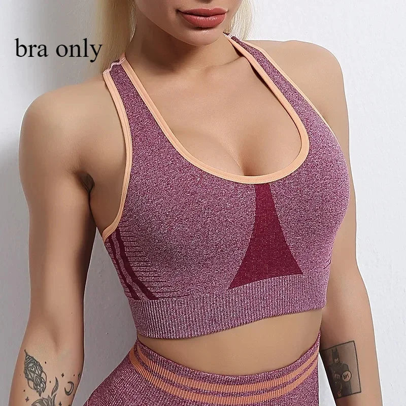 Women's Yoga Clothing Set Long Sleeve Leggings Pants for Gym Fitness Tracksuit Active Wear Workout Clothes