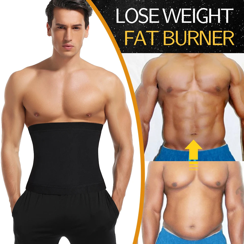 Men Slimming Body Shaper Sauna Sweat Belt Waist Trainer Corsets Belly Girdle to Lose Weight Belly Fat Burner Burning Man
