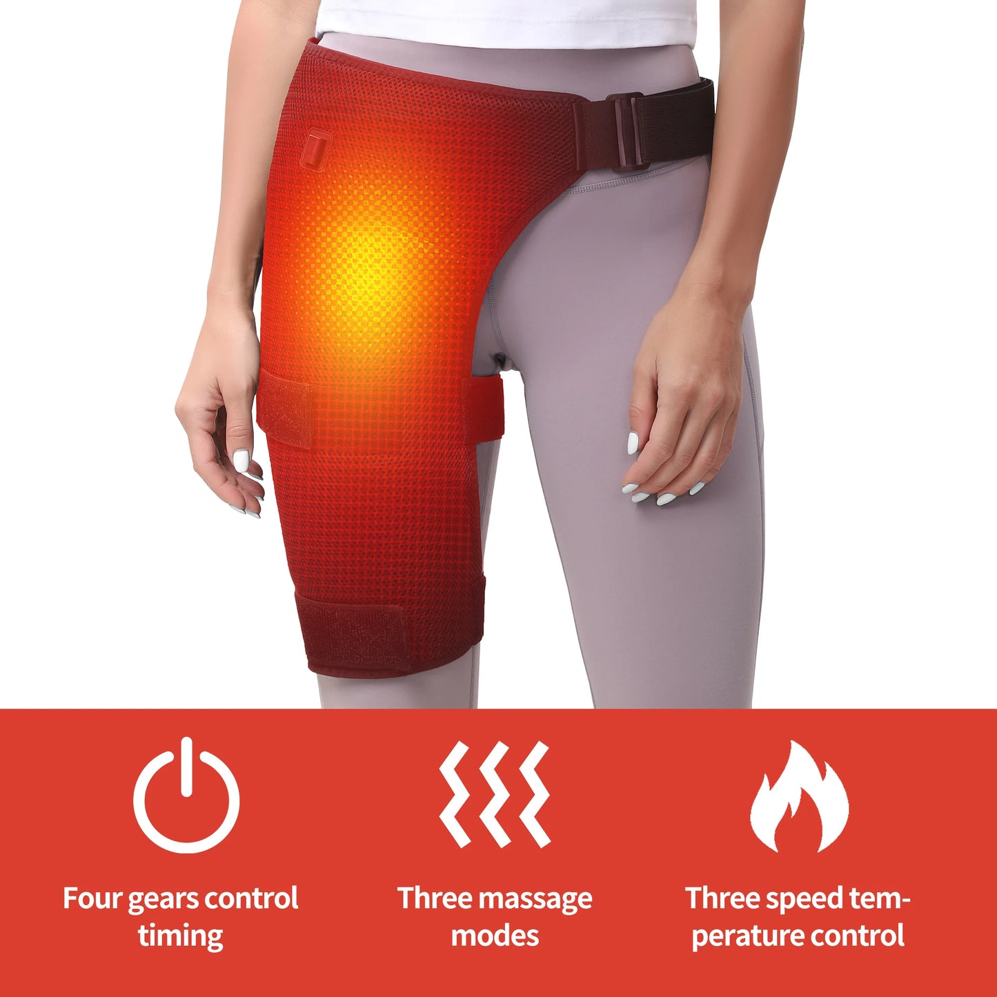 3-Gear Heat & Vibration Hip Massager for Muscle Soreness Relief Arthritis Aid And Sports Recovery - Suitable for Fitness Fans And Seniors