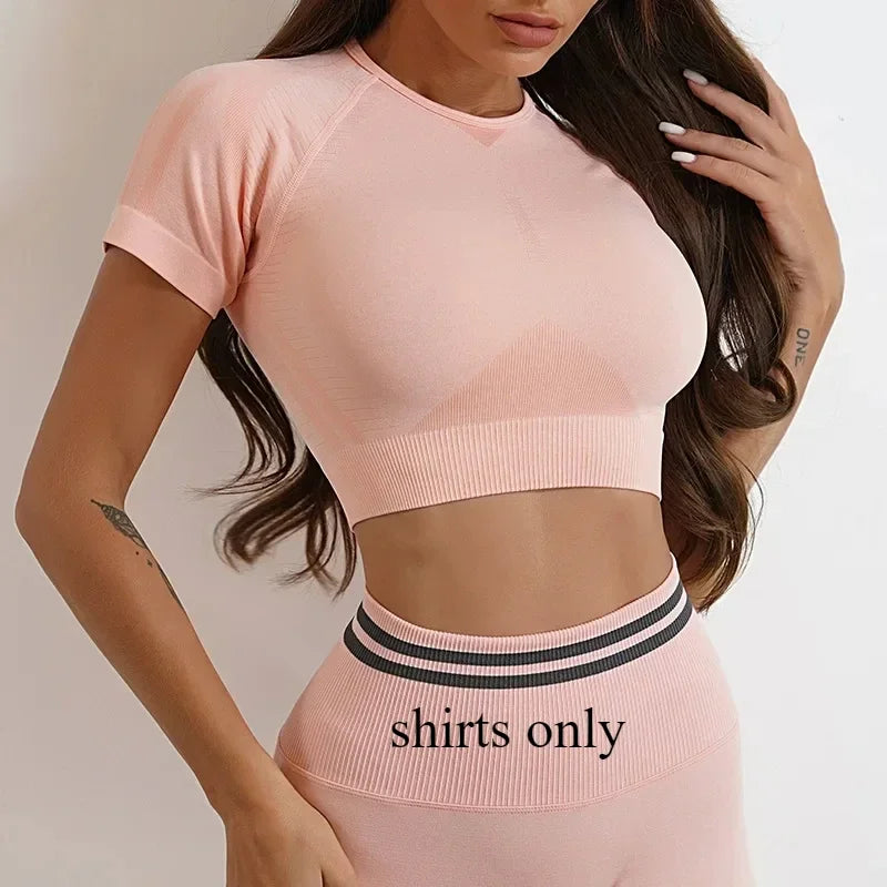 Women's Yoga Clothing Set Long Sleeve Leggings Pants for Gym Fitness Tracksuit Active Wear Workout Clothes