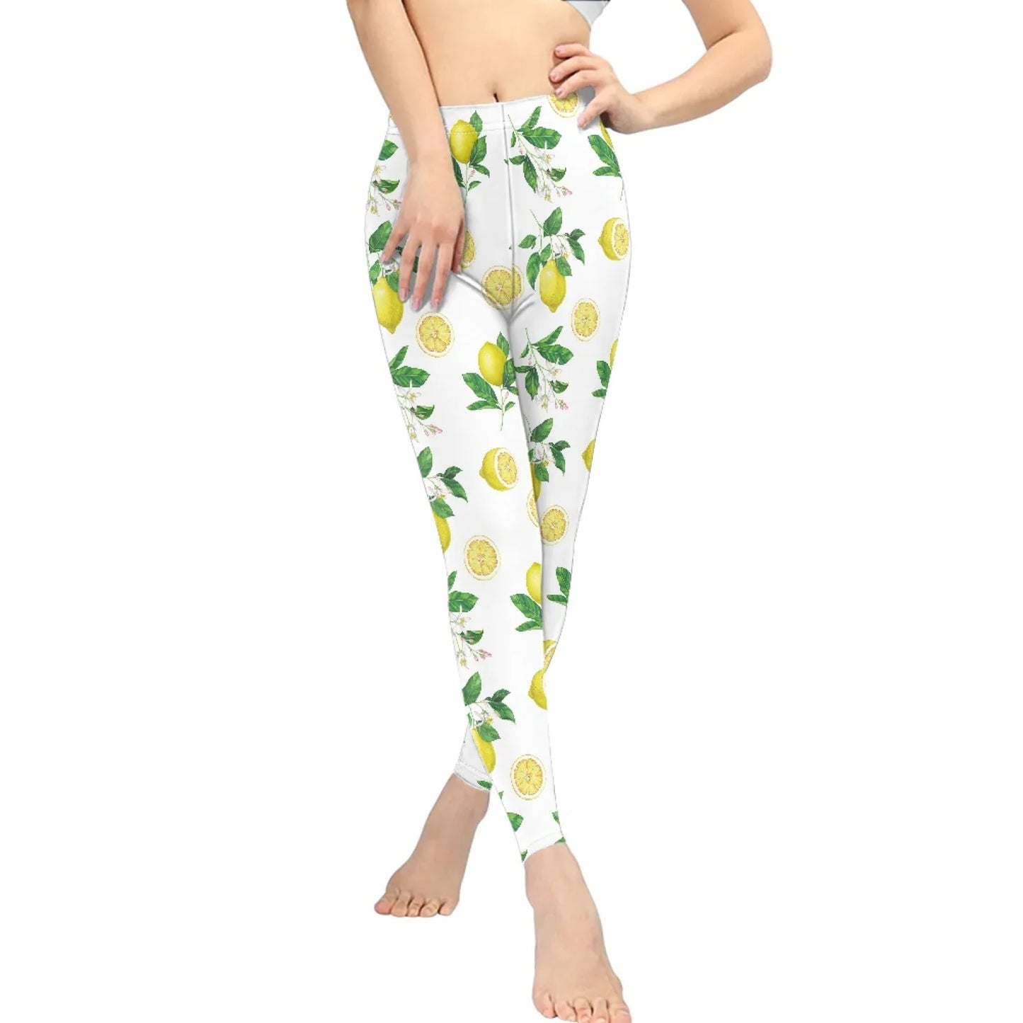 High Waist Breathable Yoga Pants for Women Slim Fit Soft Printed Leggings Party Gift with Lemon Fruit Cartoon Images