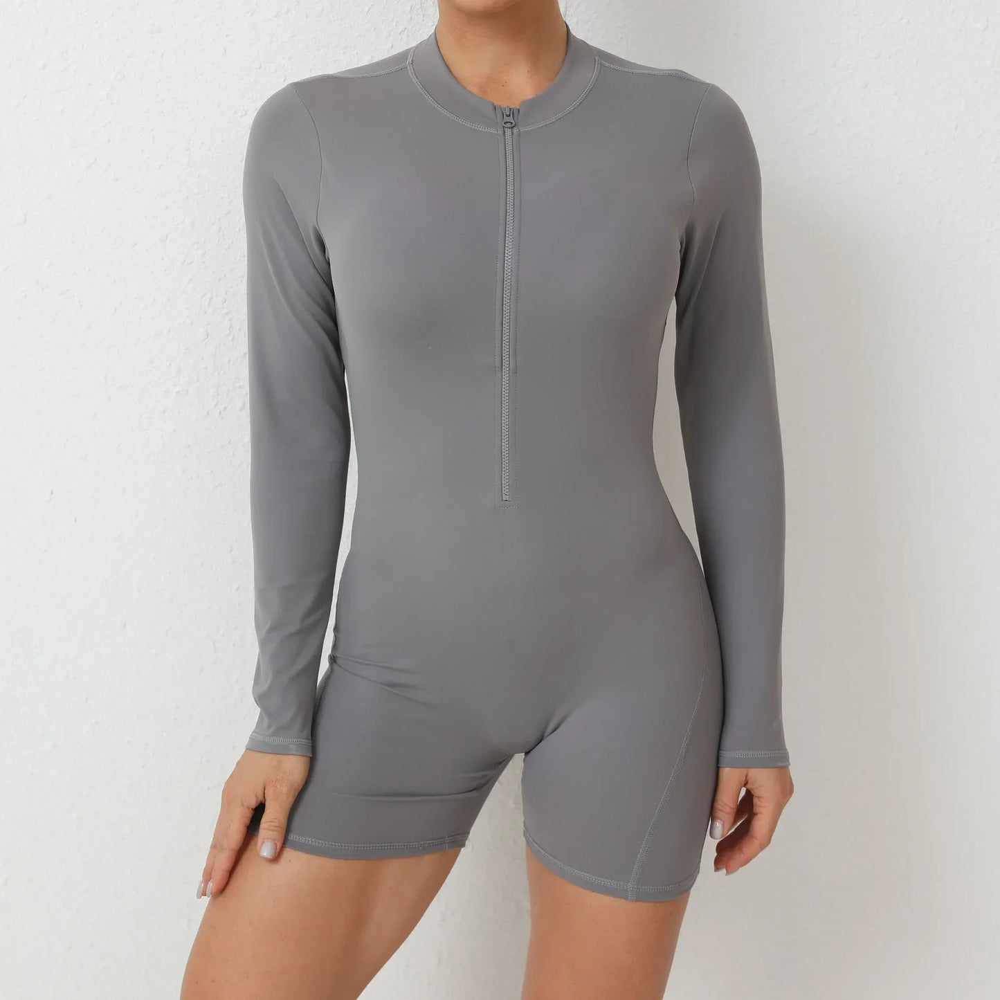 Seamless Yoga Zipper Jumpsuit for Women Long-Sleeved Hip-Lifting Fitness Beauty Back Sports Workout Gym Tracksuit