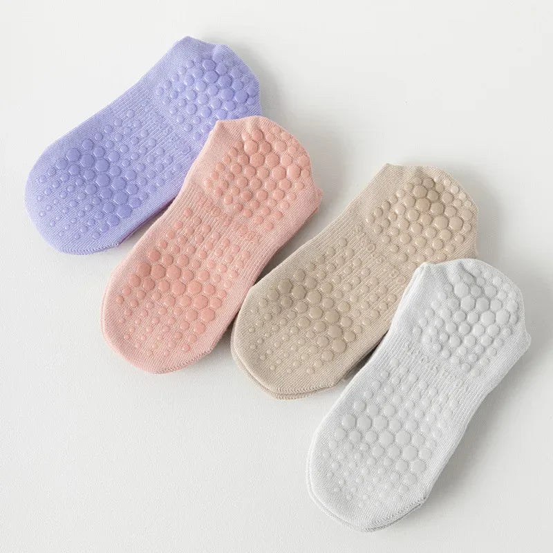 Indoor Dance Gymnastic Training Pilates Yoga Socks Solid Color Mid Calf Fitness Non-slip Silicone Socks for Sports