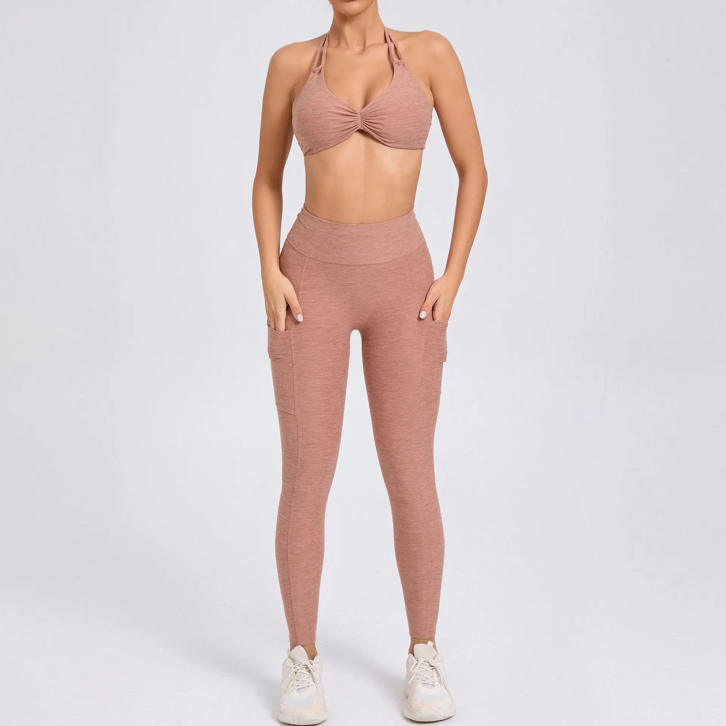 Eye Catching Yoga Set for Women 2PCS with Shorts Crop Top Sports Bra Gym Fitness Tracksuit for Running