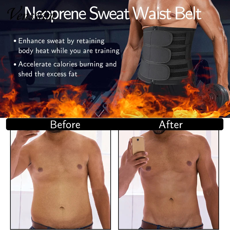 Men Waist Trainer Corset Slimming Belt Weight Loss Body Shaper Abdominal Trimmer Sweat Fat Burner Belly Girdle