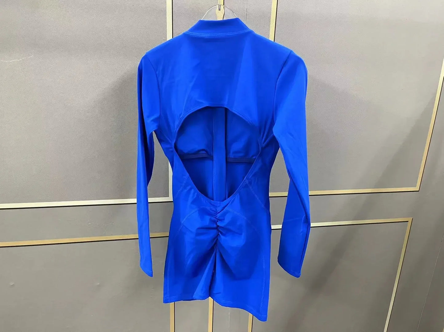 Seamless Yoga Zipper Jumpsuit for Women Long-Sleeved Hip-Lifting Fitness Beauty Back Sports Workout Gym Tracksuit