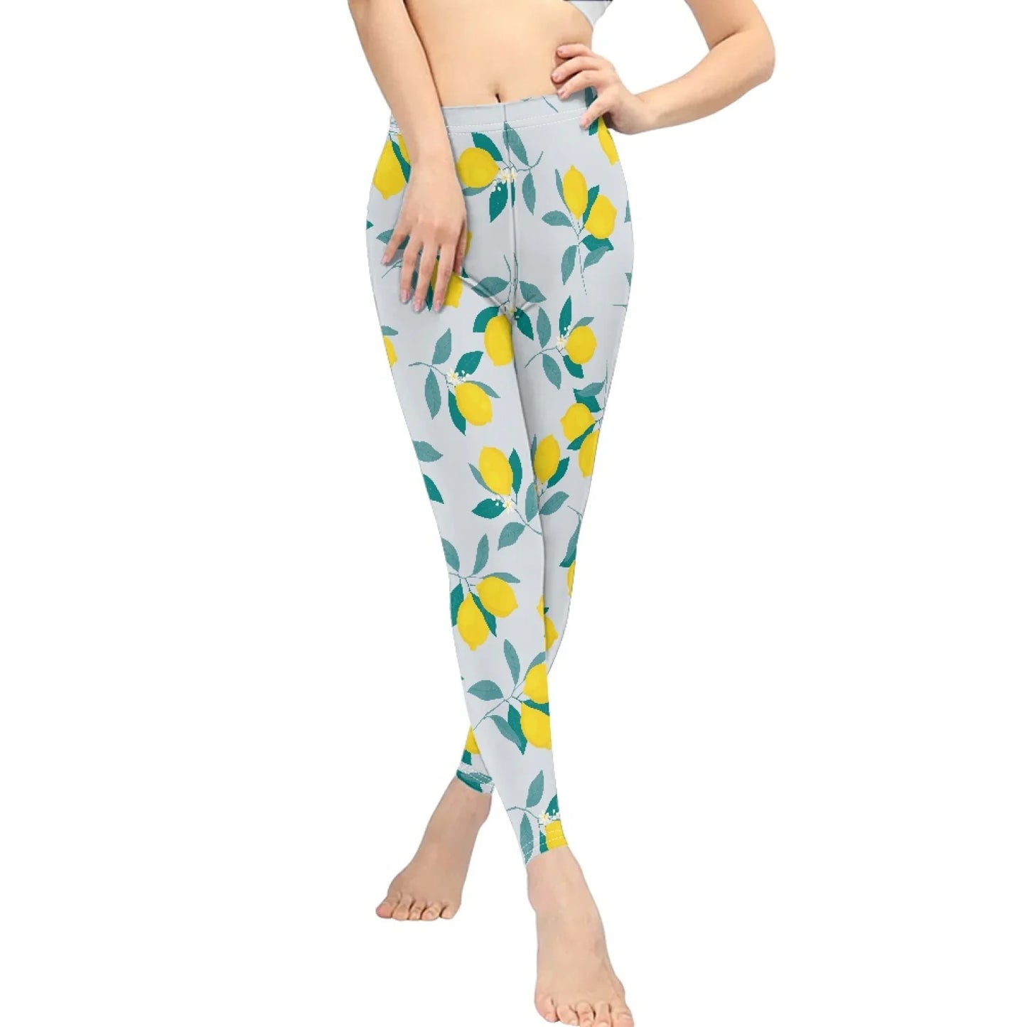 High Waist Breathable Yoga Pants for Women Slim Fit Soft Printed Leggings Party Gift with Lemon Fruit Cartoon Images