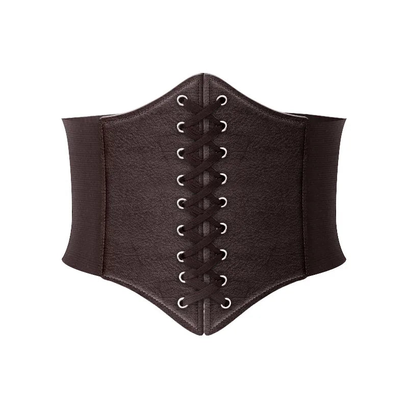 Fashion Women Corset Wide Belt Pu Leather Slimming Body Waistband Ladies Elastic High Waist Belt Gothic Dress Girdle