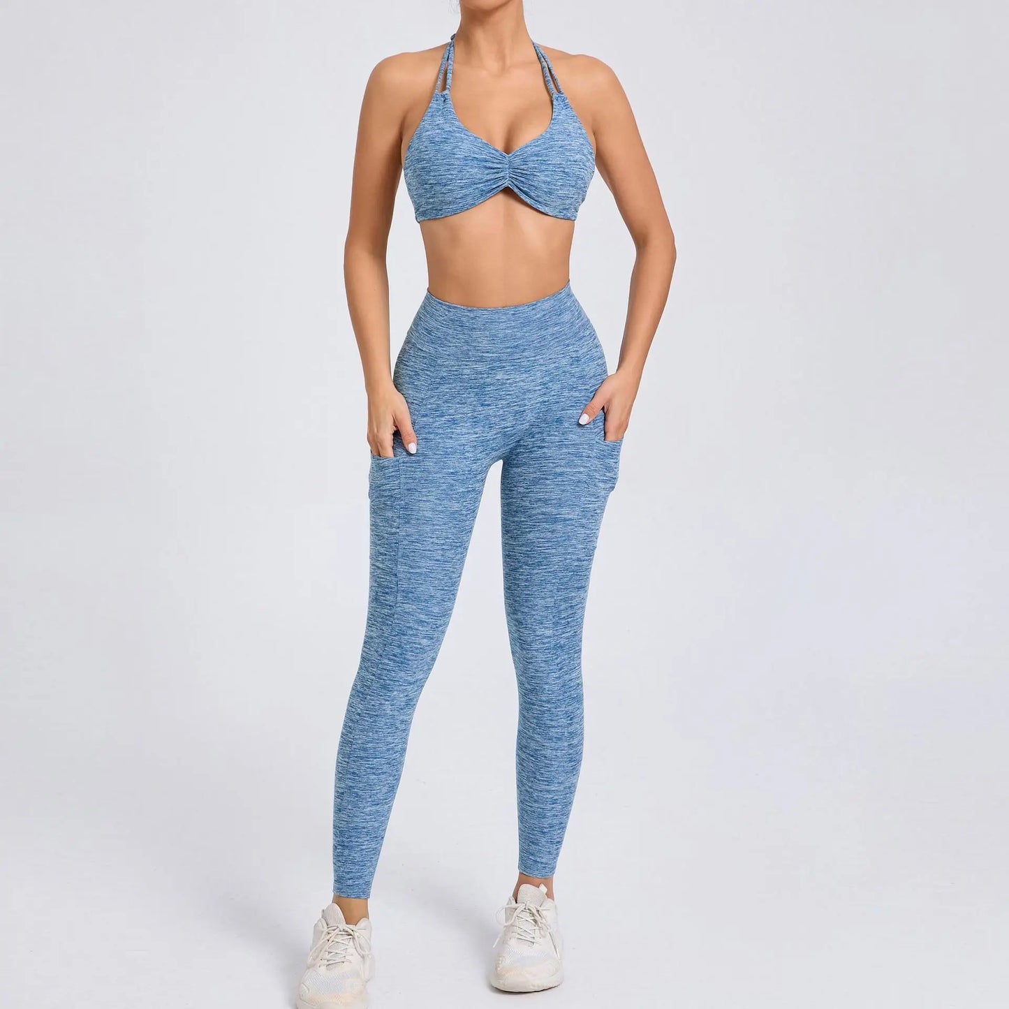 Eye Catching Yoga Set for Women 2PCS with Shorts Crop Top Sports Bra Gym Fitness Tracksuit for Running