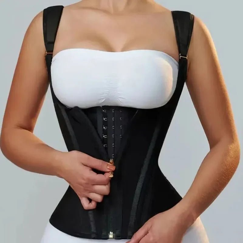 AfruliA Fajas Colombianas Girdles Double Compression Vest Waist Trainer Corset with Zipper Hook Flat Belly Slimming Body Shapers