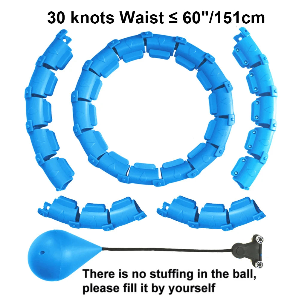 21/24/27/30 Knots Blue Weighted Hula Circle Sport Hoops Weight Loss Plus Size Smart Exercise Adjustable with Detachable Knots