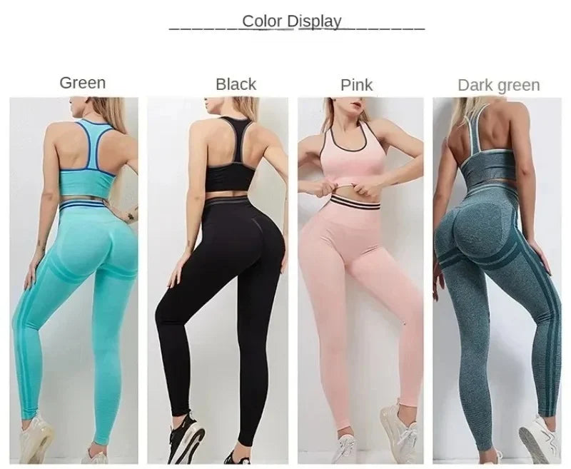 Women's Yoga Clothing Set Long Sleeve Leggings Pants for Gym Fitness Tracksuit Active Wear Workout Clothes