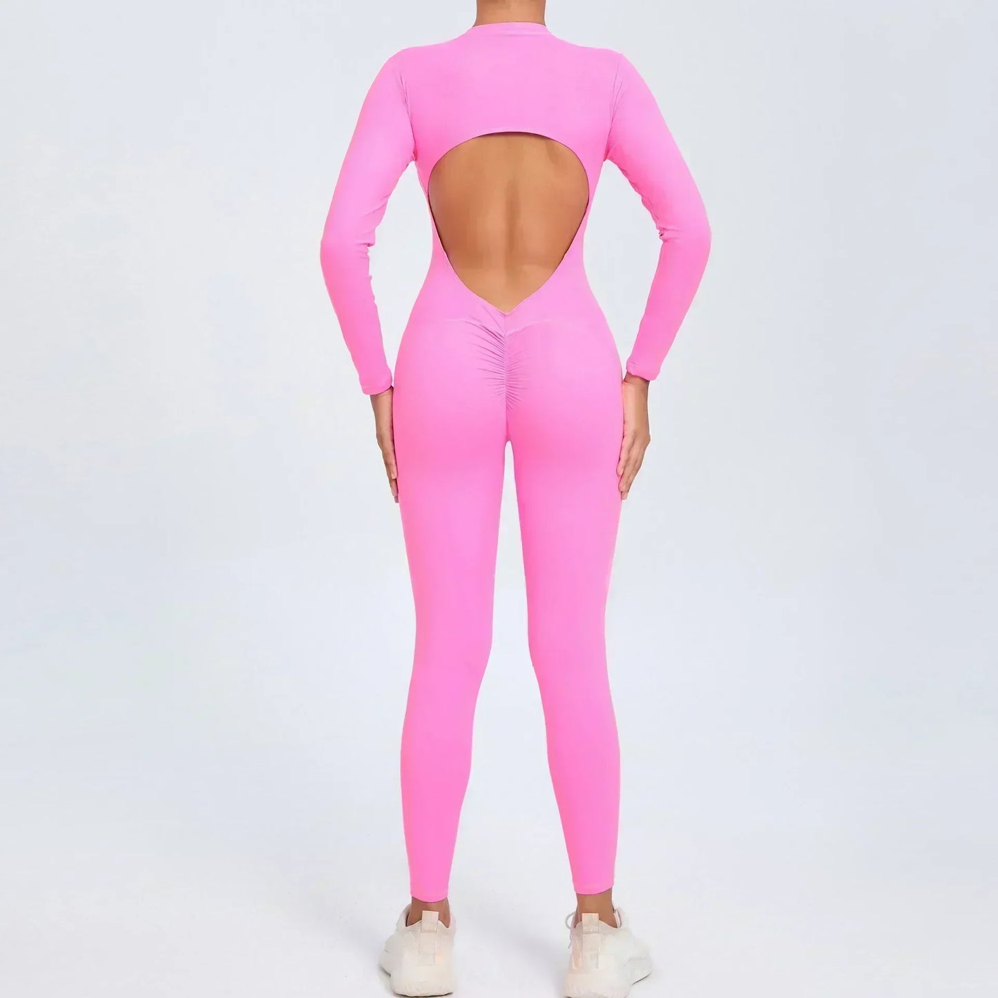 Seamless Yoga Zipper Jumpsuit for Women Long-Sleeved Hip-Lifting Fitness Beauty Back Sports Workout Gym Tracksuit