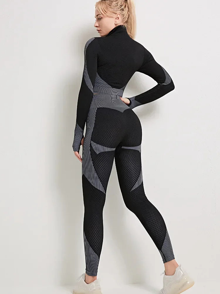 Women's Yoga Set for Gym Fitness Outfit with Zipper Long Sleeve Crop Bra Top and Leggings Separately Sold