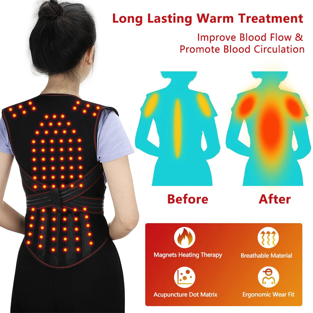 108/111 Tourmaline Magnets Self-heating Belt Protector Relieve Shoulder Muscle Joint Fatigue Warming Back Waist Vest Braces