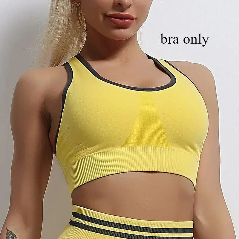 Women's Yoga Clothing Set Long Sleeve Leggings Pants for Gym Fitness Tracksuit Active Wear Workout Clothes