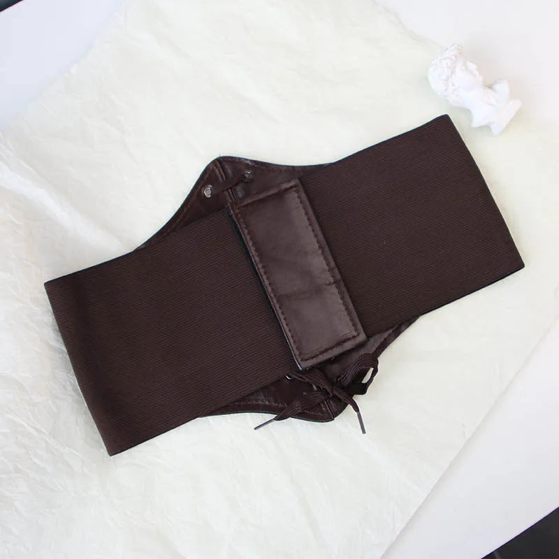 Fashion Women Corset Wide Belt Pu Leather Slimming Body Waistband Ladies Elastic High Waist Belt Gothic Dress Girdle