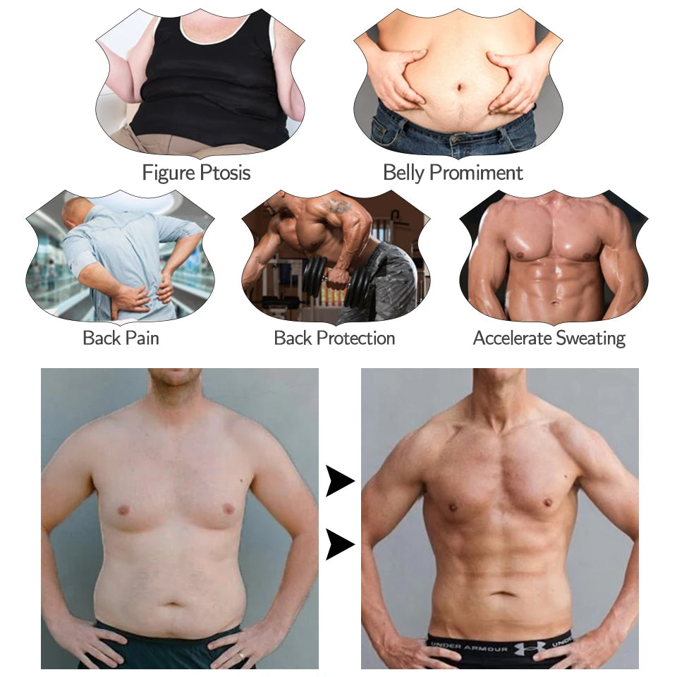 Men Slimming Body Shaper Sauna Sweat Belt Waist Trainer Corsets Belly Girdle to Lose Weight Belly Fat Burner Burning Man