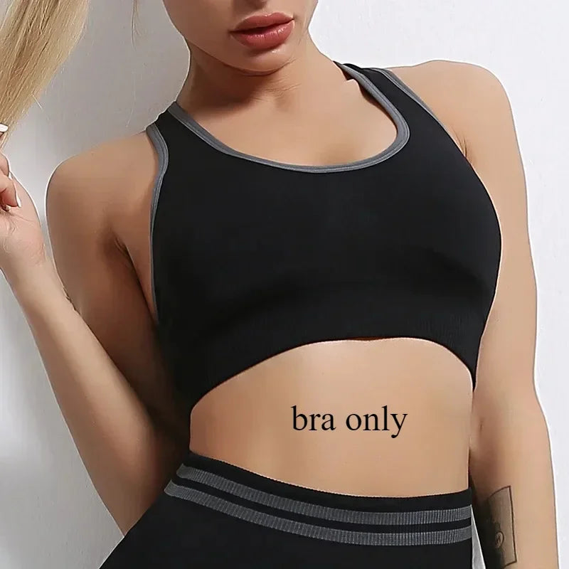 Women's Yoga Clothing Set Long Sleeve Leggings Pants for Gym Fitness Tracksuit Active Wear Workout Clothes