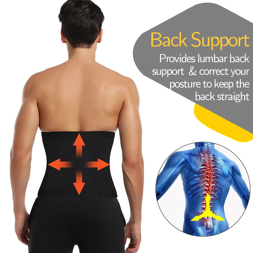 Men Slimming Body Shaper Sauna Sweat Belt Waist Trainer Corsets Belly Girdle to Lose Weight Belly Fat Burner Burning Man