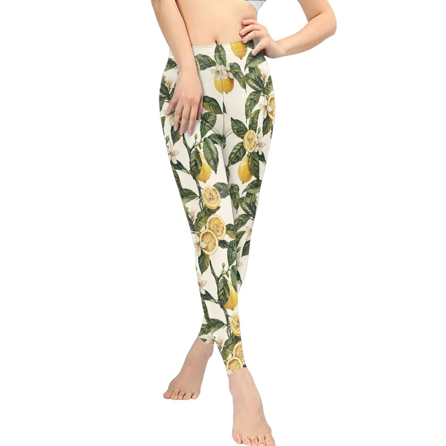 High Waist Breathable Yoga Pants for Women Slim Fit Soft Printed Leggings Party Gift with Lemon Fruit Cartoon Images