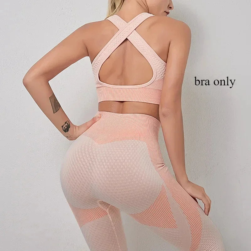 Women's Yoga Set for Gym Fitness Outfit with Zipper Long Sleeve Crop Bra Top and Leggings Separately Sold