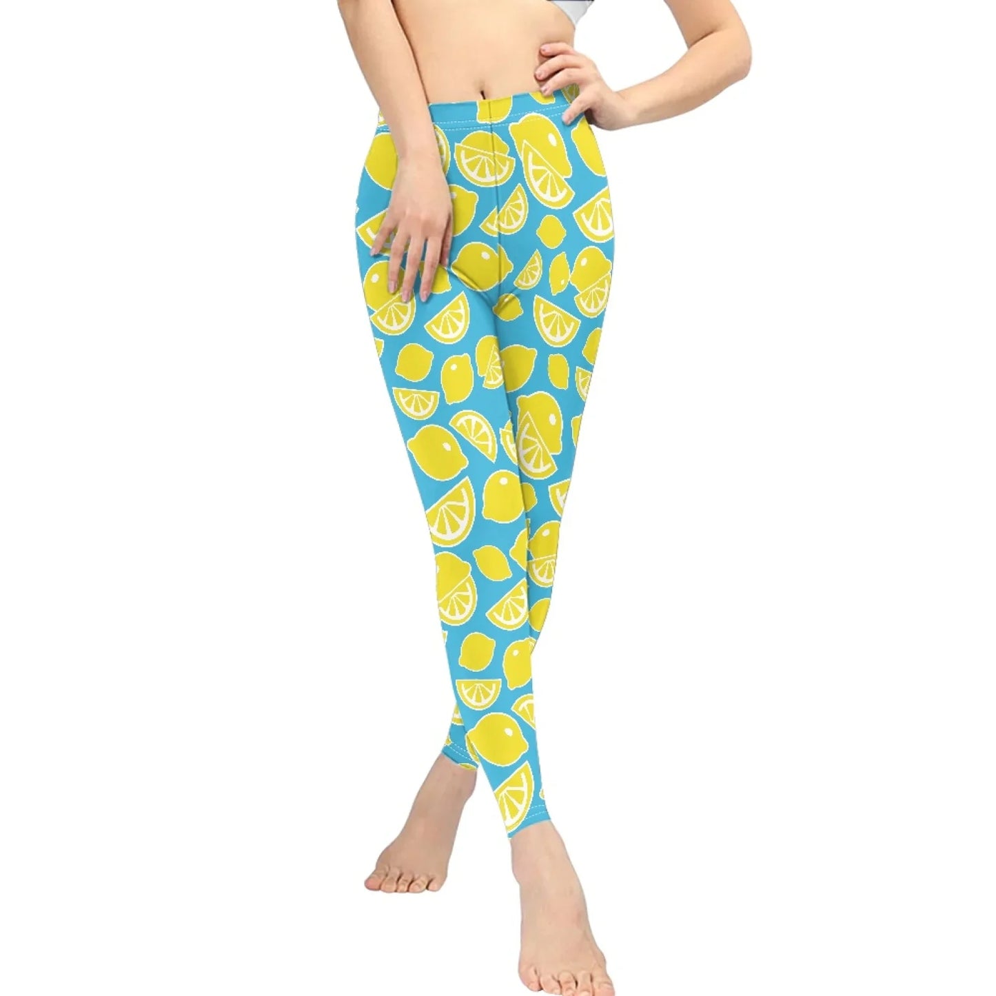 High Waist Breathable Yoga Pants for Women Slim Fit Soft Printed Leggings Party Gift with Lemon Fruit Cartoon Images