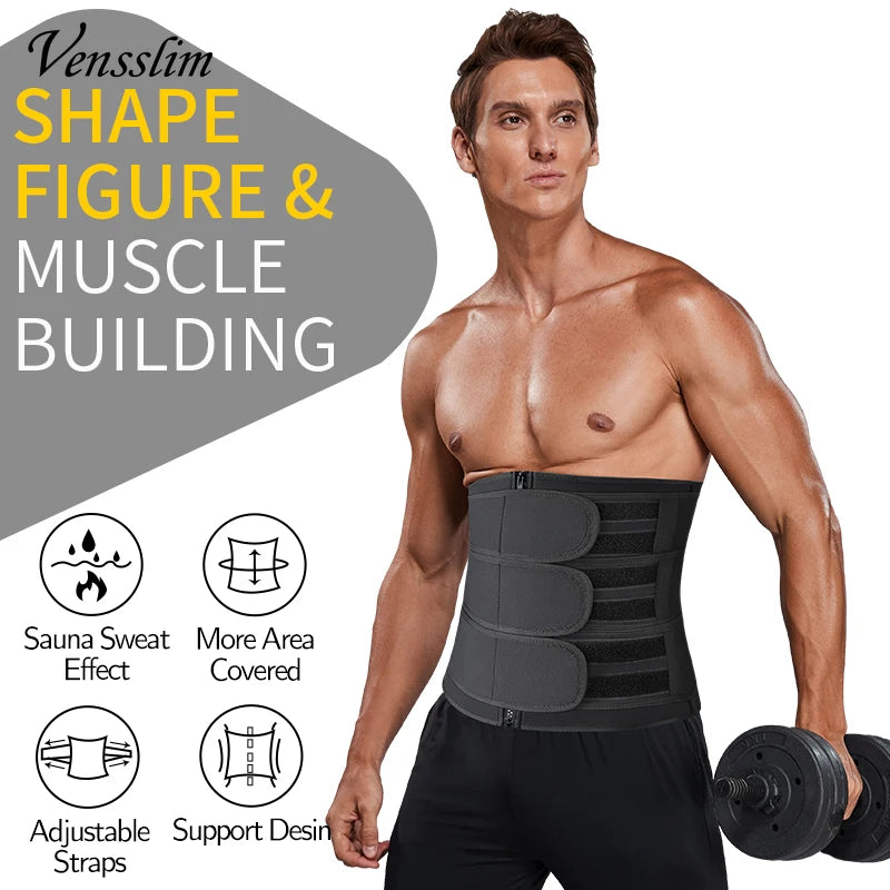 Men Waist Trainer Corset Slimming Belt Weight Loss Body Shaper Abdominal Trimmer Sweat Fat Burner Belly Girdle