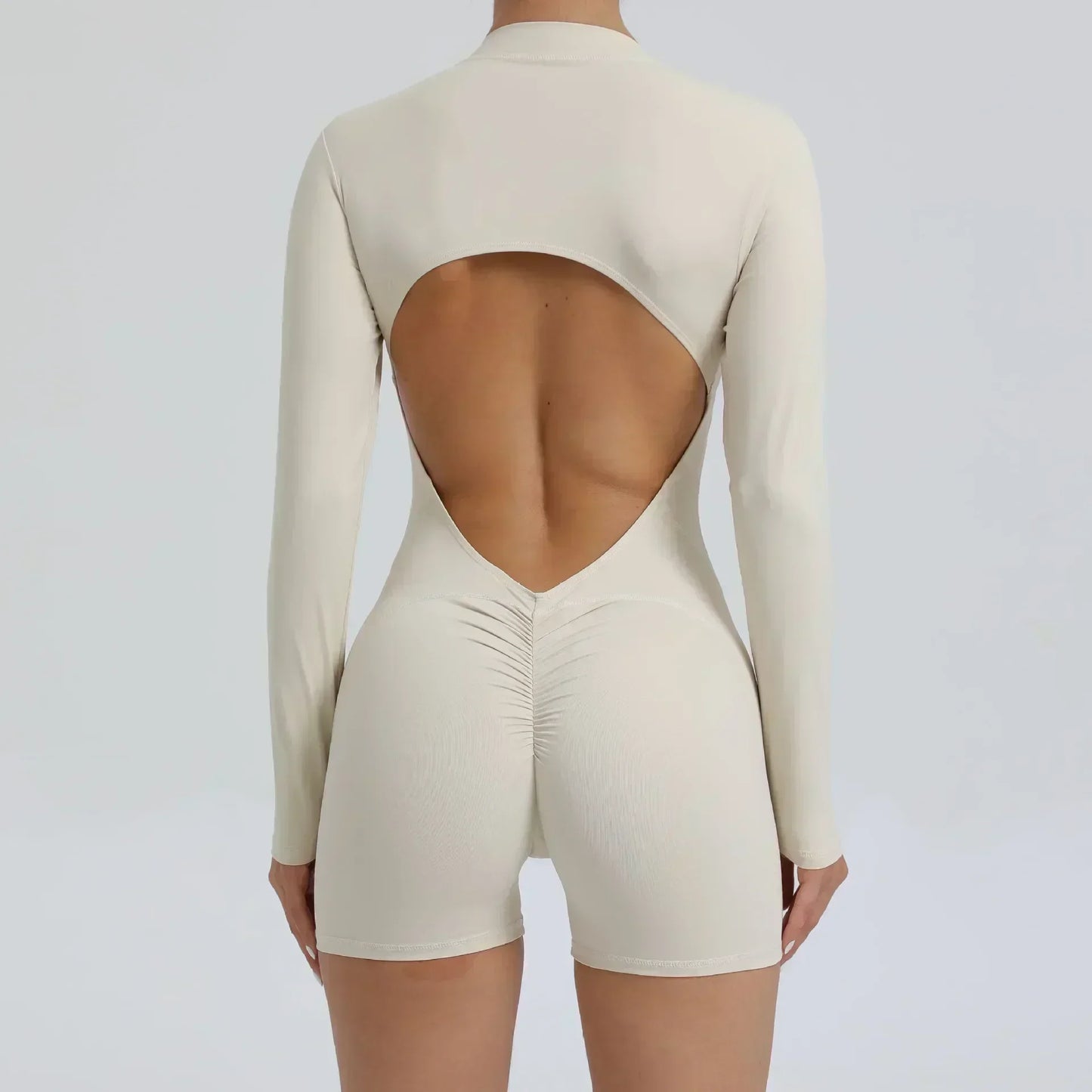 Seamless Yoga Zipper Jumpsuit for Women Long-Sleeved Hip-Lifting Fitness Beauty Back Sports Workout Gym Tracksuit