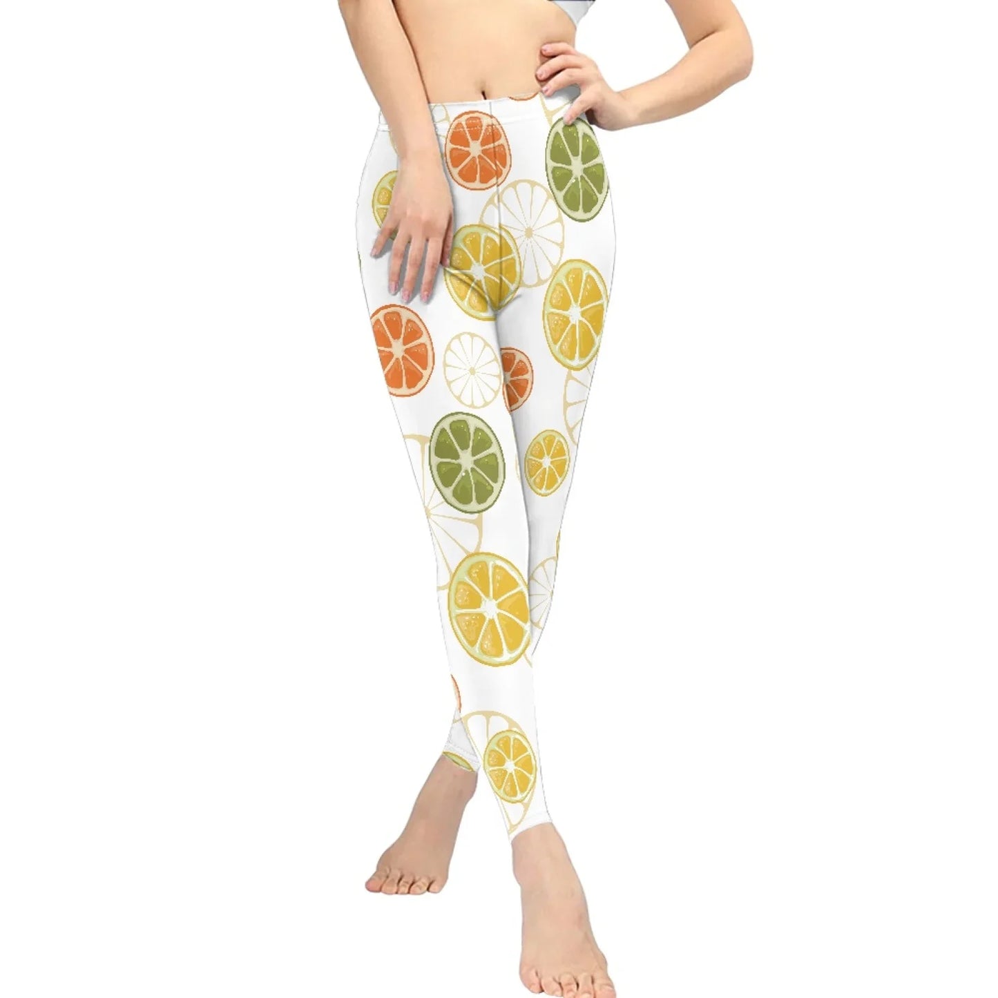High Waist Breathable Yoga Pants for Women Slim Fit Soft Printed Leggings Party Gift with Lemon Fruit Cartoon Images