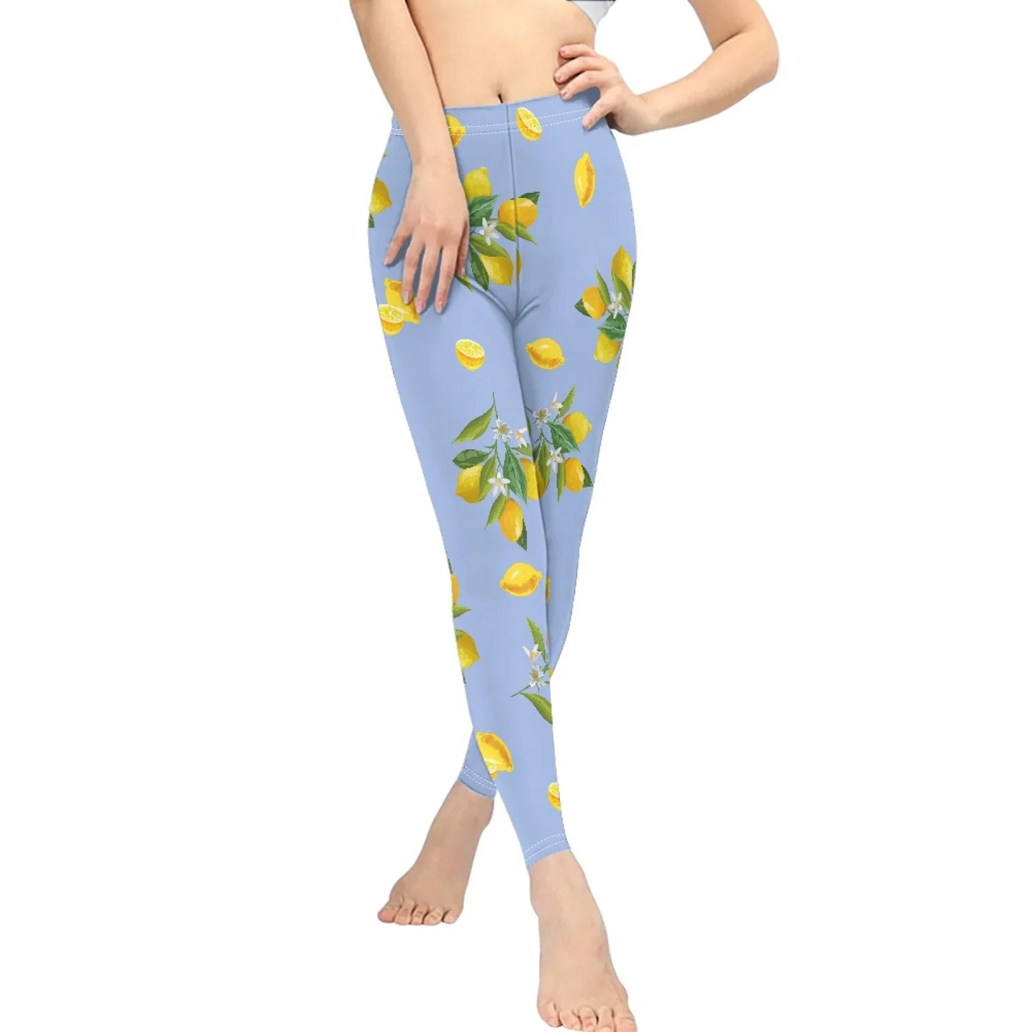 High Waist Breathable Yoga Pants for Women Slim Fit Soft Printed Leggings Party Gift with Lemon Fruit Cartoon Images