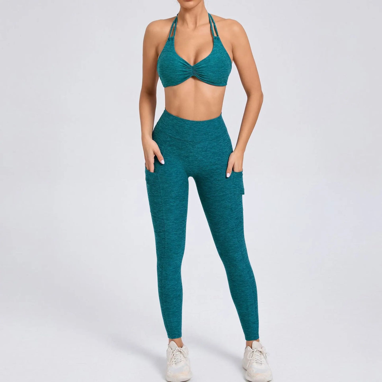 Eye Catching Yoga Set for Women 2PCS with Shorts Crop Top Sports Bra Gym Fitness Tracksuit for Running