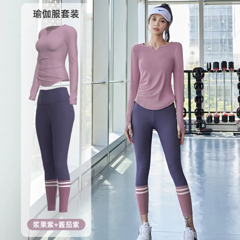 Women's Quick-Drying Seamless Yoga Top High-Waist Hip-Lifting Fitness Pants Elastic Running Sports Cycling Suit