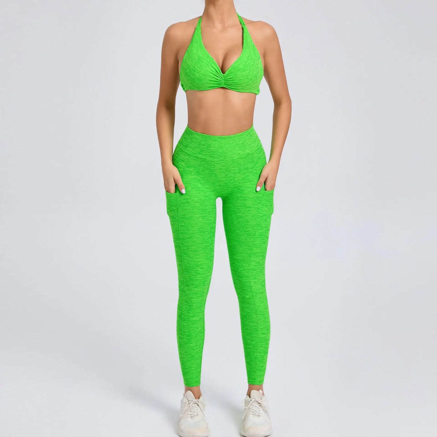 Eye Catching Yoga Set for Women 2PCS with Shorts Crop Top Sports Bra Gym Fitness Tracksuit for Running
