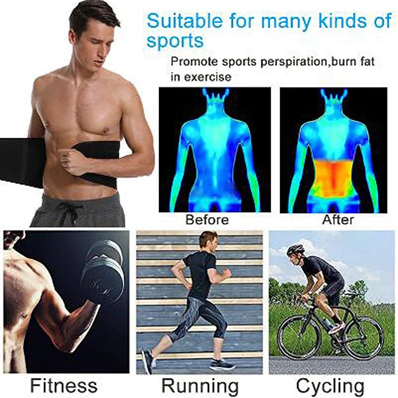Men Body Shaper Waist Cinchers Trainer Tummy Control Comperssion Neoprene Sweat Wrap for Stomach Back Lumbar Support Shapewear