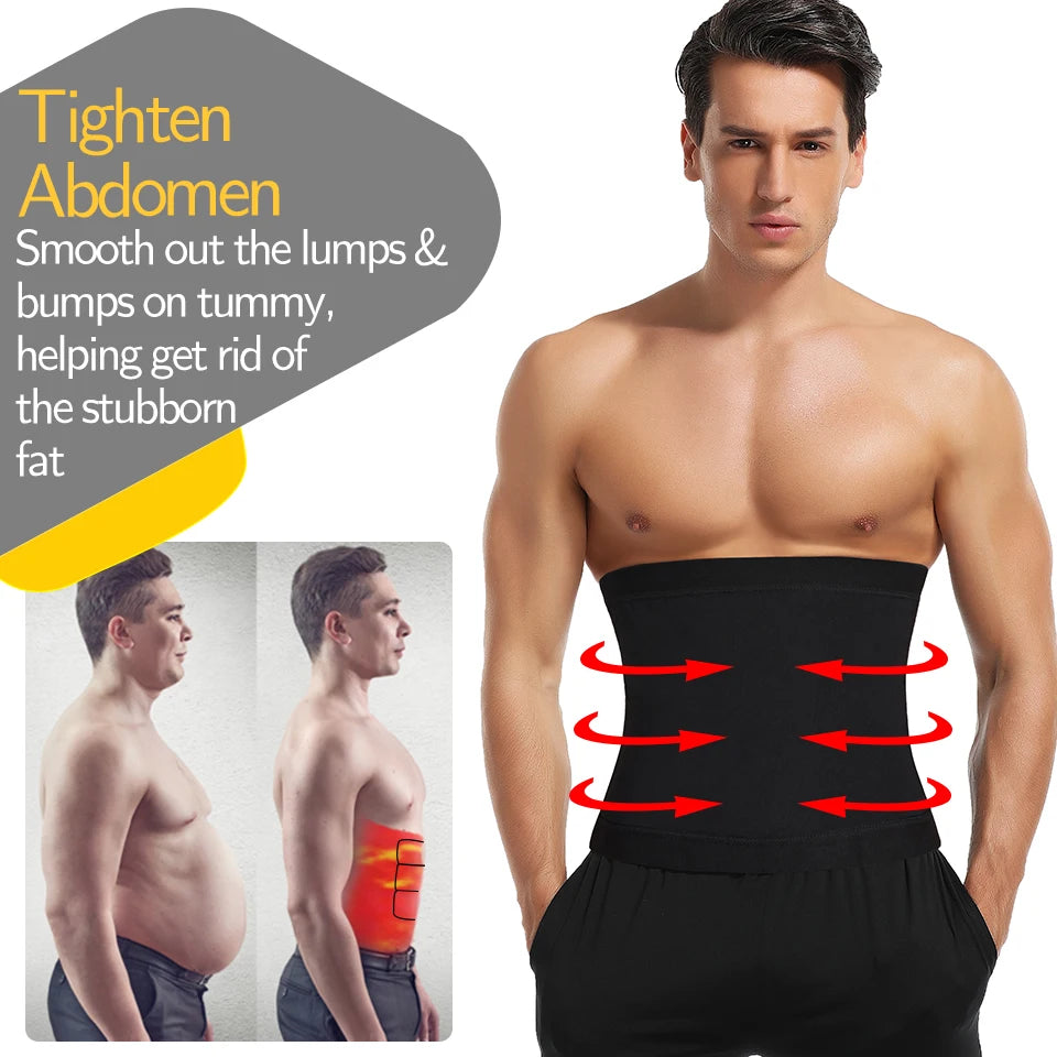 Men Slimming Body Shaper Sauna Sweat Belt Waist Trainer Corsets Belly Girdle to Lose Weight Belly Fat Burner Burning Man