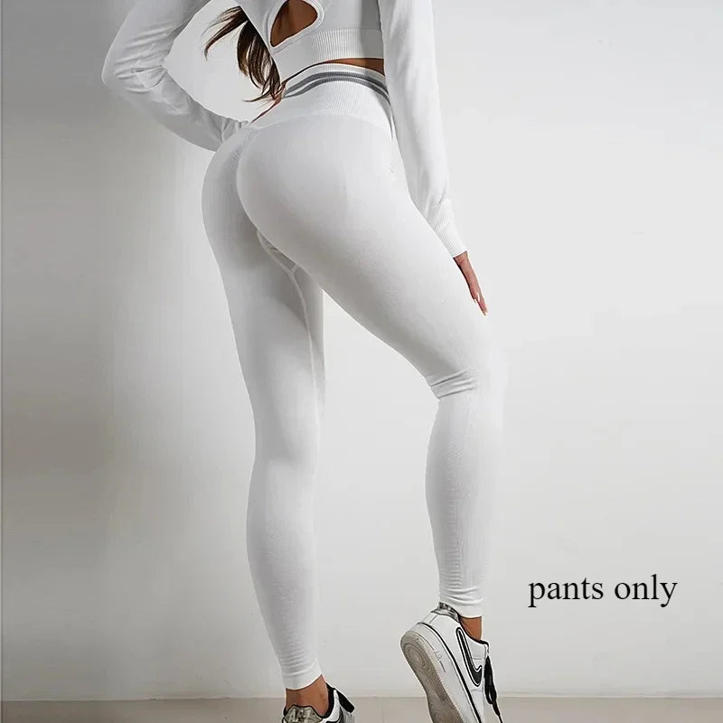 Women's Yoga Clothing Set Long Sleeve Leggings Pants for Gym Fitness Tracksuit Active Wear Workout Clothes